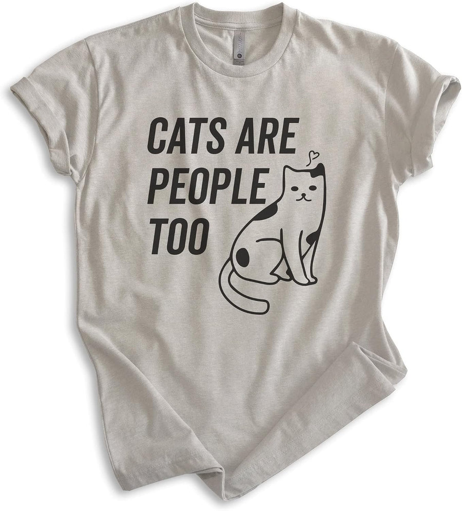 EVERTREE CLOTHING Cats are People Too Shirt, Unisex Women's Men's Shirt, Cat T-Shirt, Kitten Shirt, Cat Lover Shirt - Light