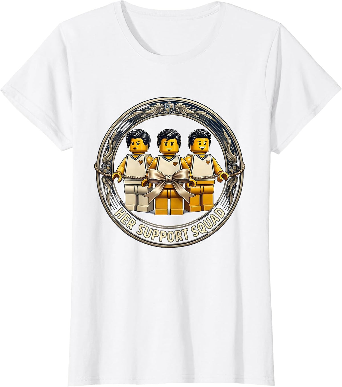 Women's Her Support Squad Down Syndrome Awareness Homie Pride Emblem T-Shirt - White