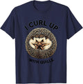 I Curl Up With Quills Cute Hedgehog Pet Lover Humor T-Shirt - Navy Blue