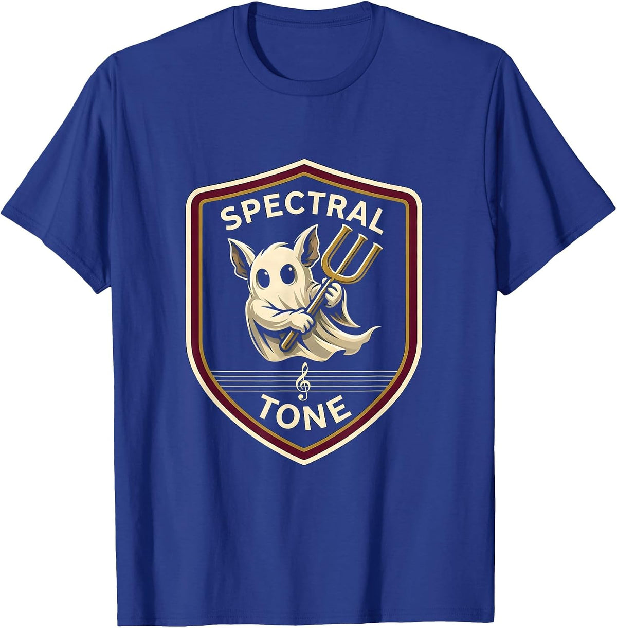 Men's Spectral Tone Whimsical Ghost Musician Music Teacher T-Shirt - Royal Blue