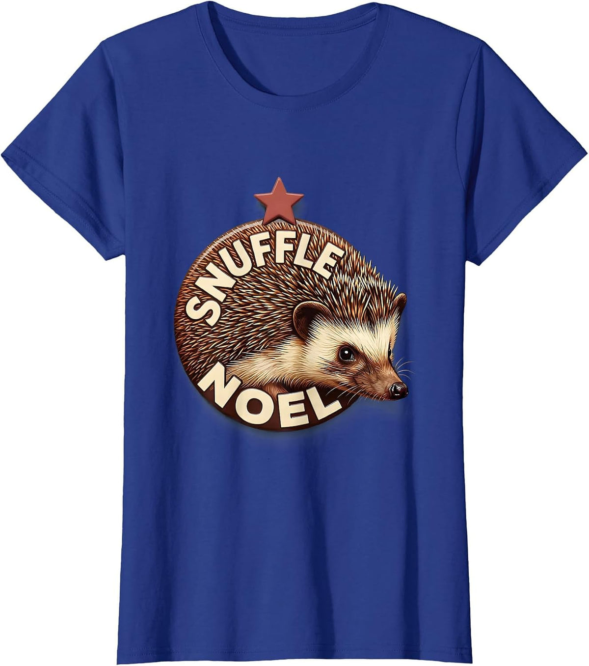 Women's Snuffle Noel Cute Hedgehog Christmas Humor Gift T-Shirt - Royal Blue