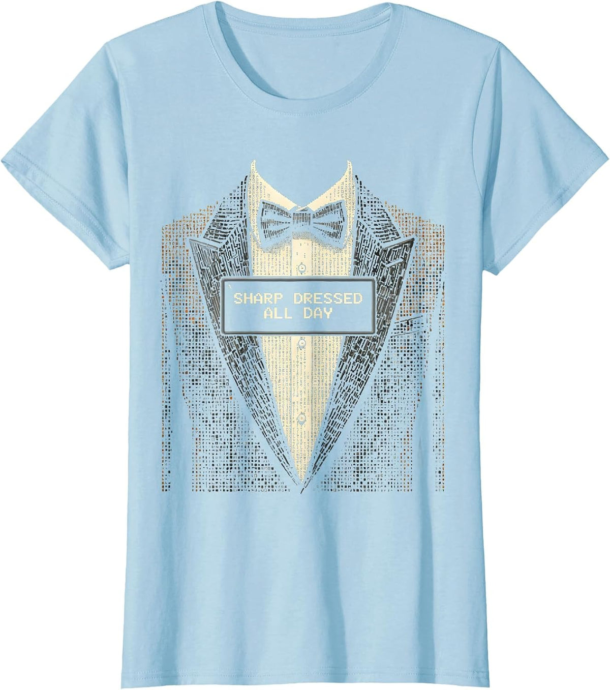 Sharp Dressed All Day Tuxedo Graphic Design T-Shirt - Baby Blue