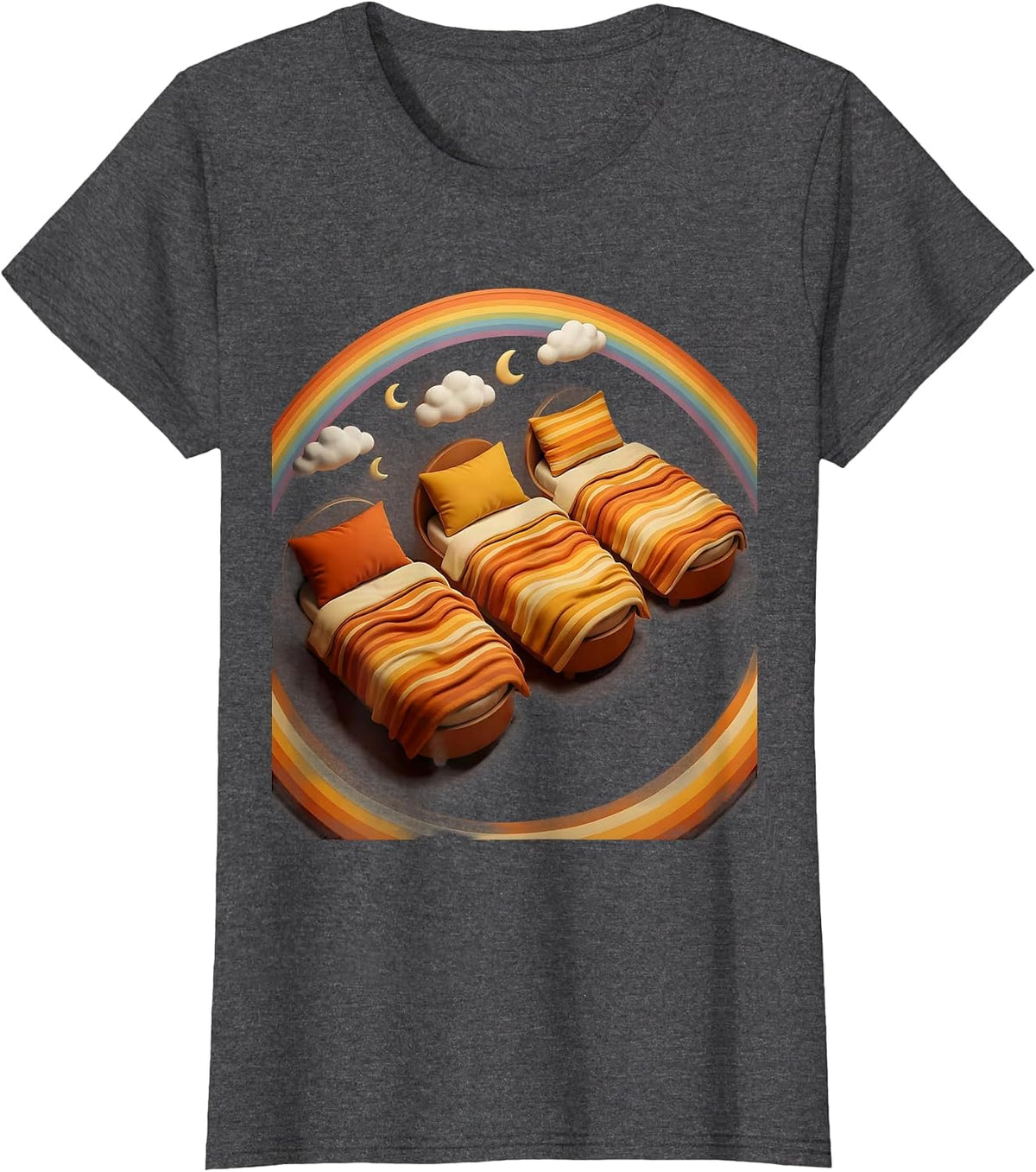 Women's Kindergarten Teacher Nap Time Cots Graphic T-Shirt - Dark Heather Grey