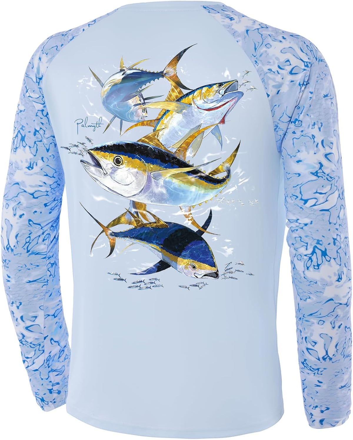 Palmyth Fishing Shirts for Men Long Sleeve UPF 50+ Quick-Dry T-Shirts - Ocean Tuna