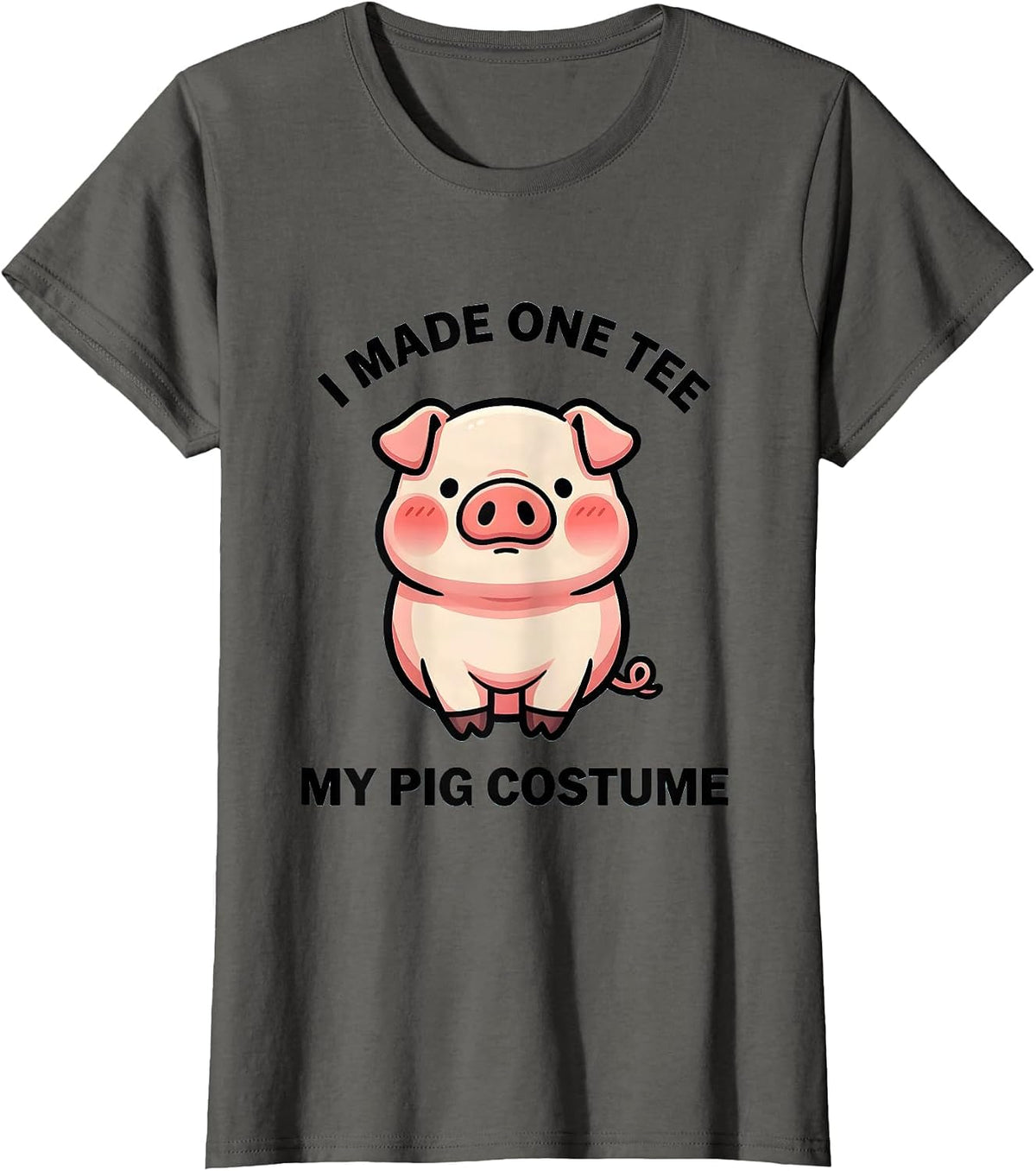Women's I Made One Tee My Pig Costume Cute Kawaii Pig Lover T-Shirt - Asphalt Grey