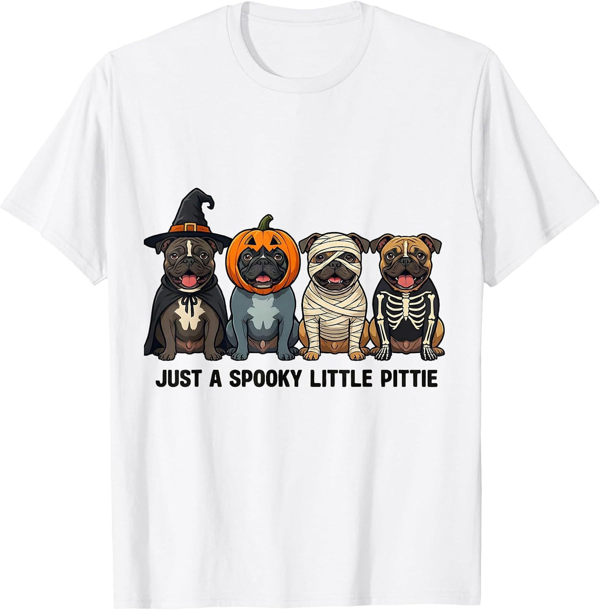 Men's Just A Spooky Little Pittie Funny Pitbull Halloween Costume T-Shirt - White