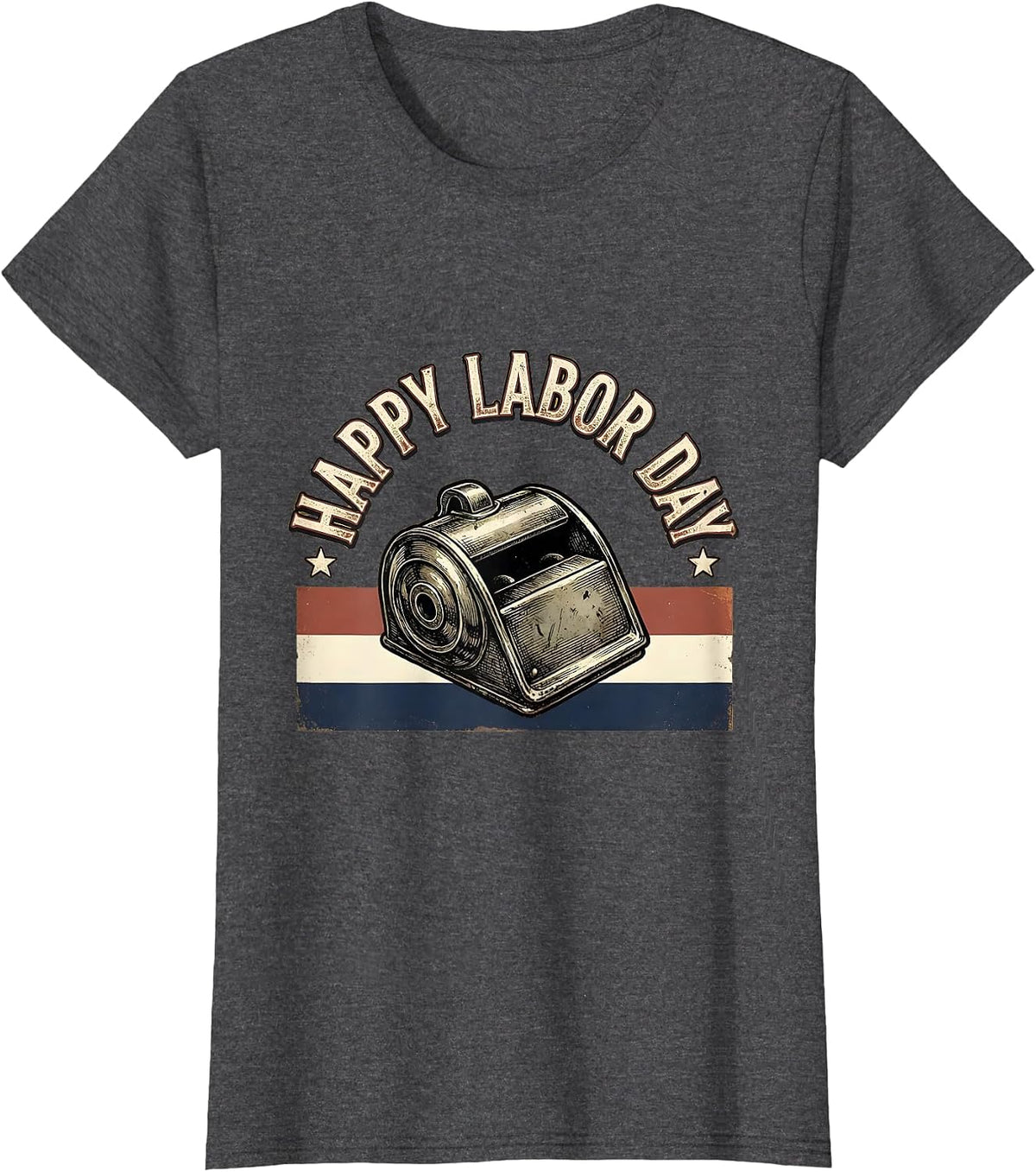 Women's Happy Labor Day Vintage Patriotic Union Pride Holiday T-Shirt - Dark Heather Grey