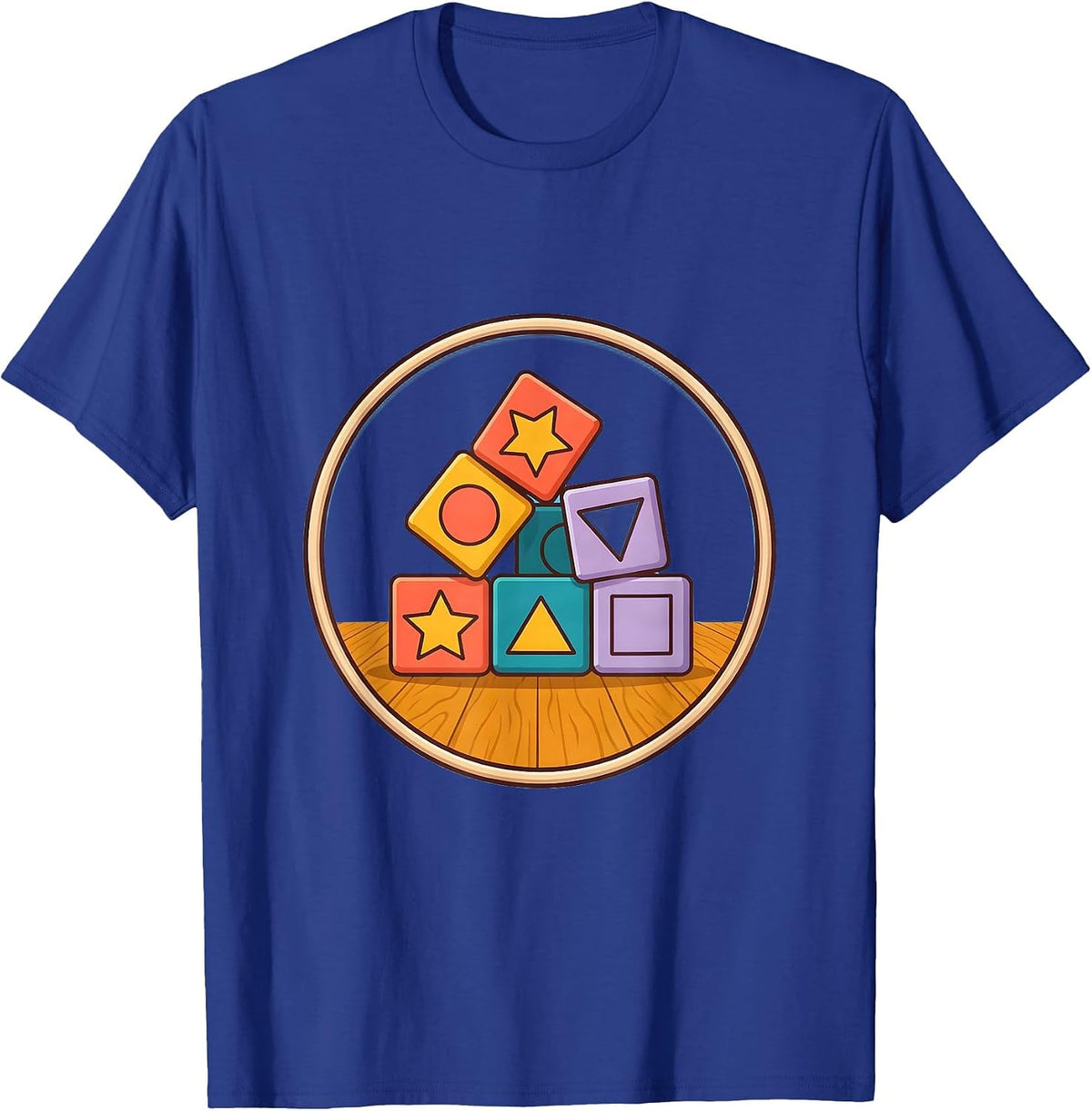 Men's Preschool Teacher Alphabet Blocks Graphic Tee T-Shirt - Royal Blue