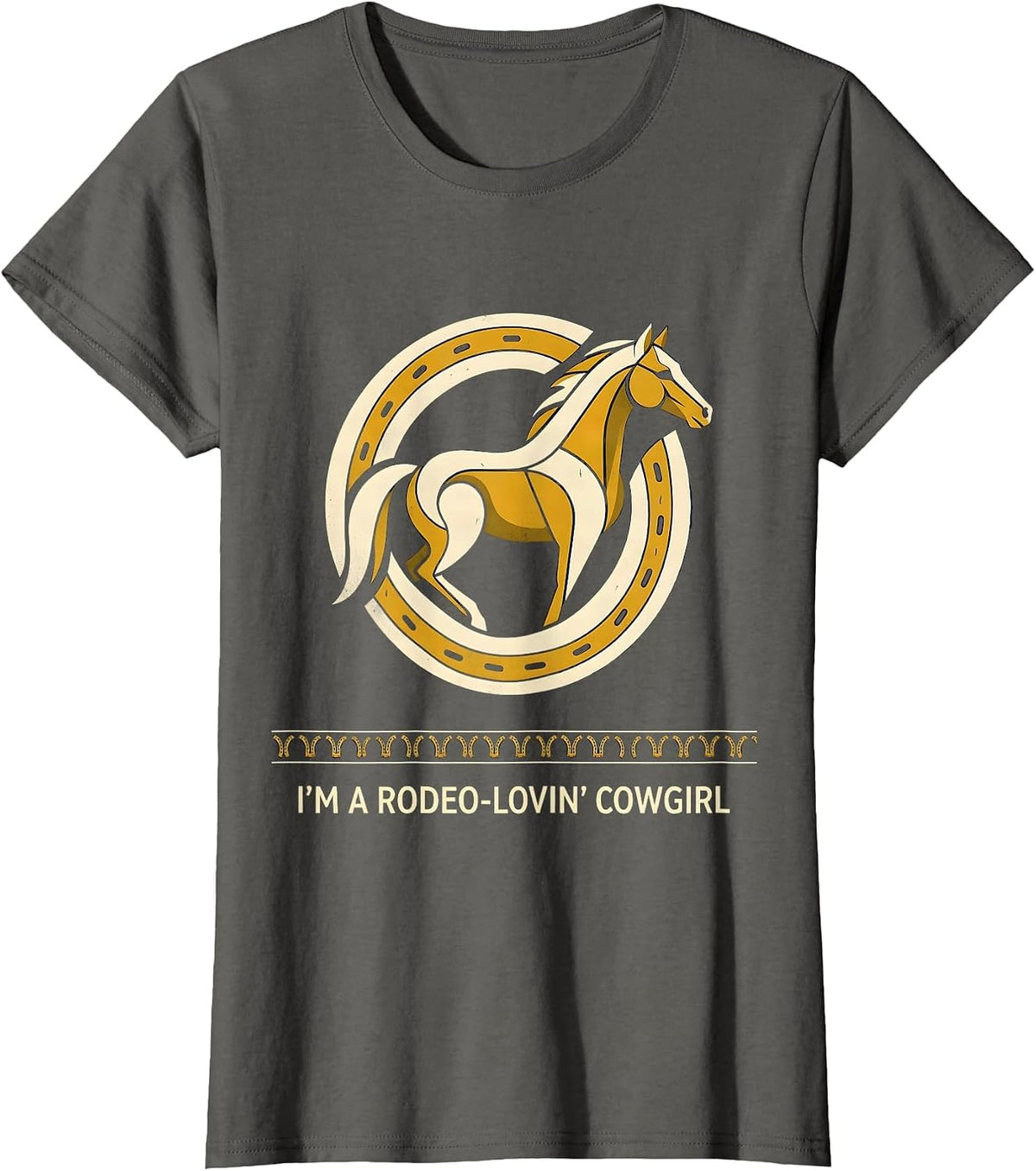 Women's I'm A Rodeo-Lovin' Cowgirl Midcentury Modern Western Pride T-Shirt - Asphalt Grey
