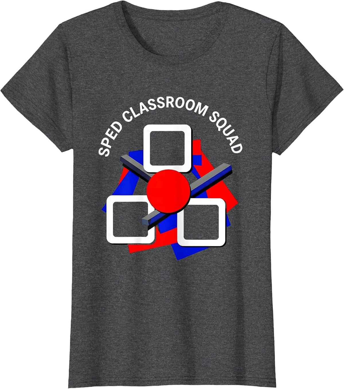 Women's SPED Classroom Squad Bauhaus Modernist Teacher Pride T-Shirt - Dark Heather Grey