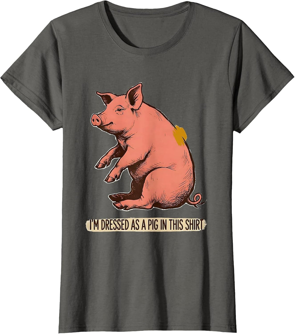 Women's I’m Dressed As A Pig In This Shirt Funny Pig Lover Halloween T-Shirt - Asphalt Grey