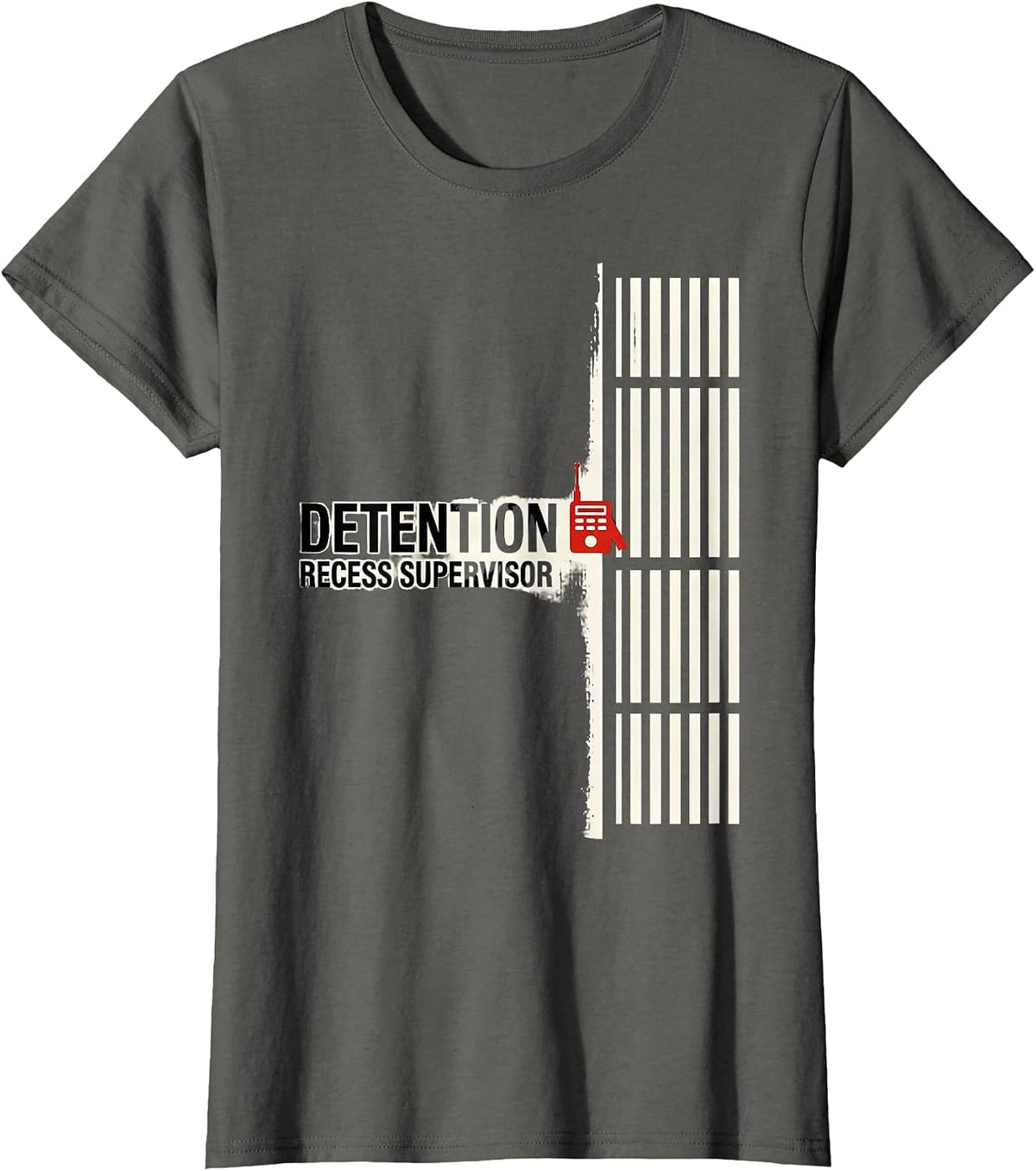 Women's Detention Recess Supervisor Funny Police Officer Gift T-Shirt - Asphalt Grey
