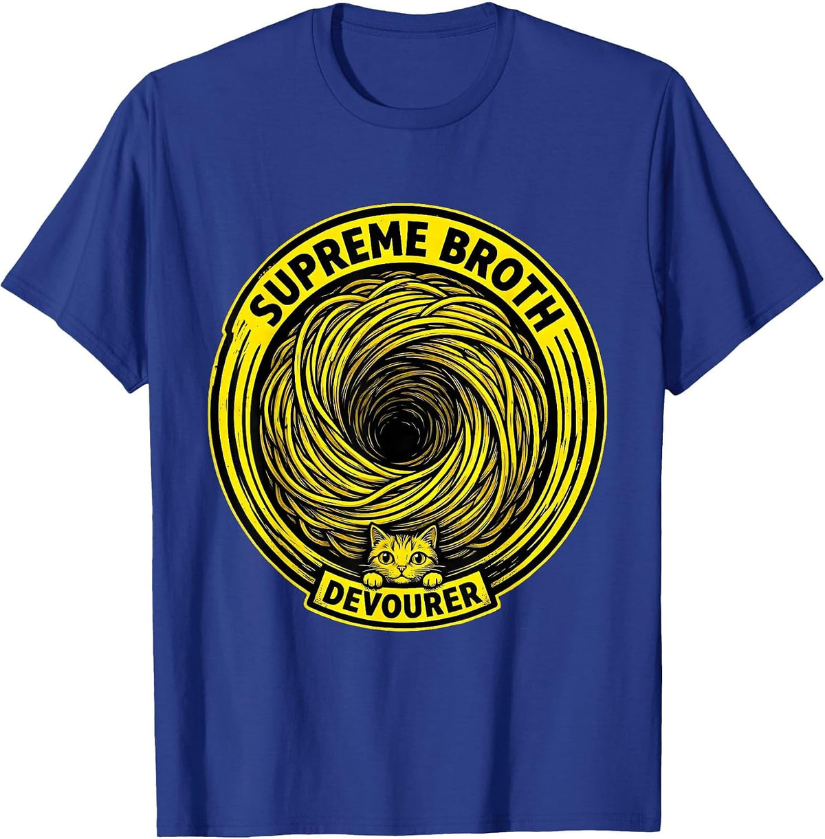 Men's Supreme Broth Devourer Funny Cat Ramen Anime Kawaii Gift T-Shirt - Royal Blue