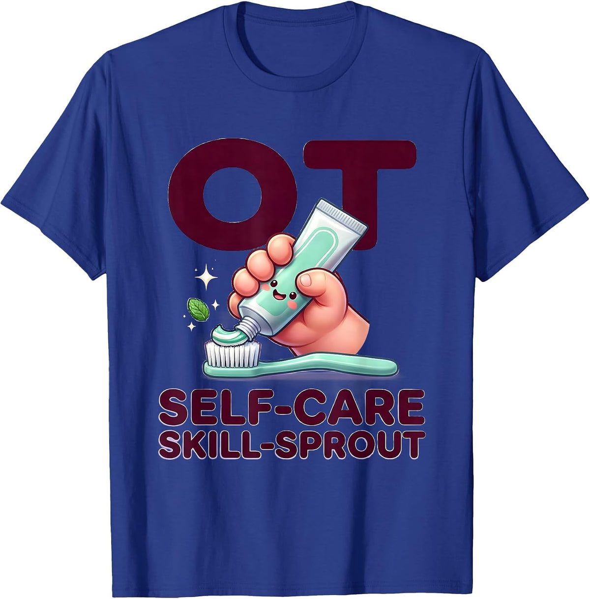 Men's OT Self-Care Skill-Sprout Cute Kawaii Occupational Therapy T-Shirt - Royal Blue