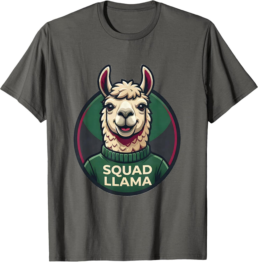 Squad Llama Fa La La Llama Funny Llama Lover Christmas T-Shirt - Asphalt Grey