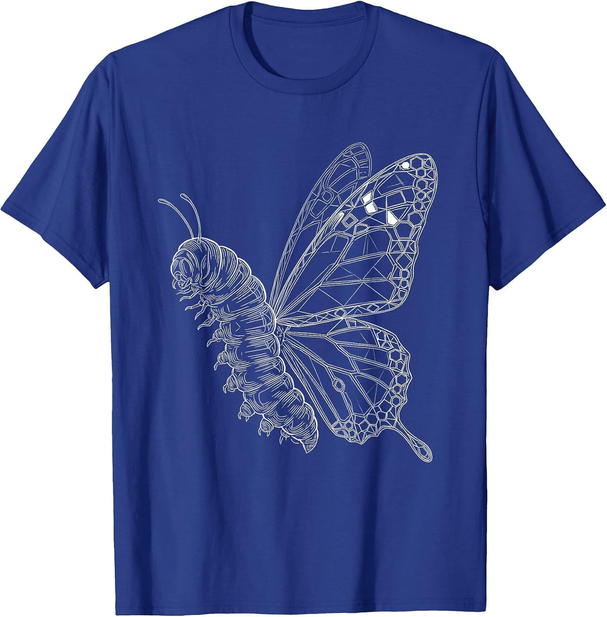 Men's Autism Caterpillar Geometric Mosaic Butterfly T-Shirt - Royal Blue