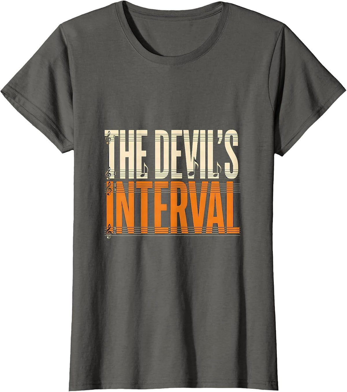 Women's The Devil's Interval Spooky Music Teacher Halloween Humor T-Shirt - Asphalt Grey