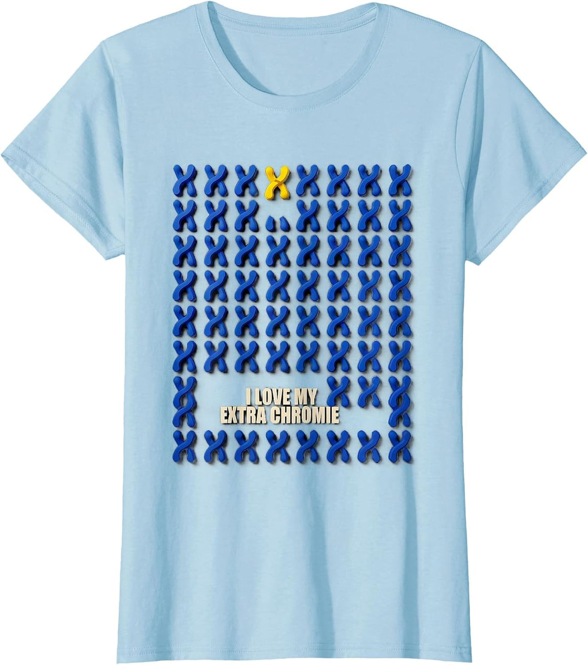 I Love My Extra Chromie Funny Down Syndrome Awareness Family T-Shirt - Baby Blue