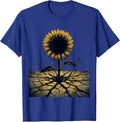 Labor Day Sunflower Through Cracked Concrete T-Shirt - Royal Blue