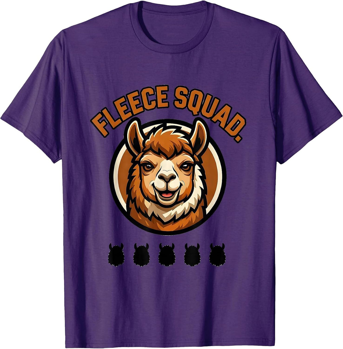 Men's Fleece Squad Bold Alpaca Mascot Funny Novelty Gift T-Shirt - Purple