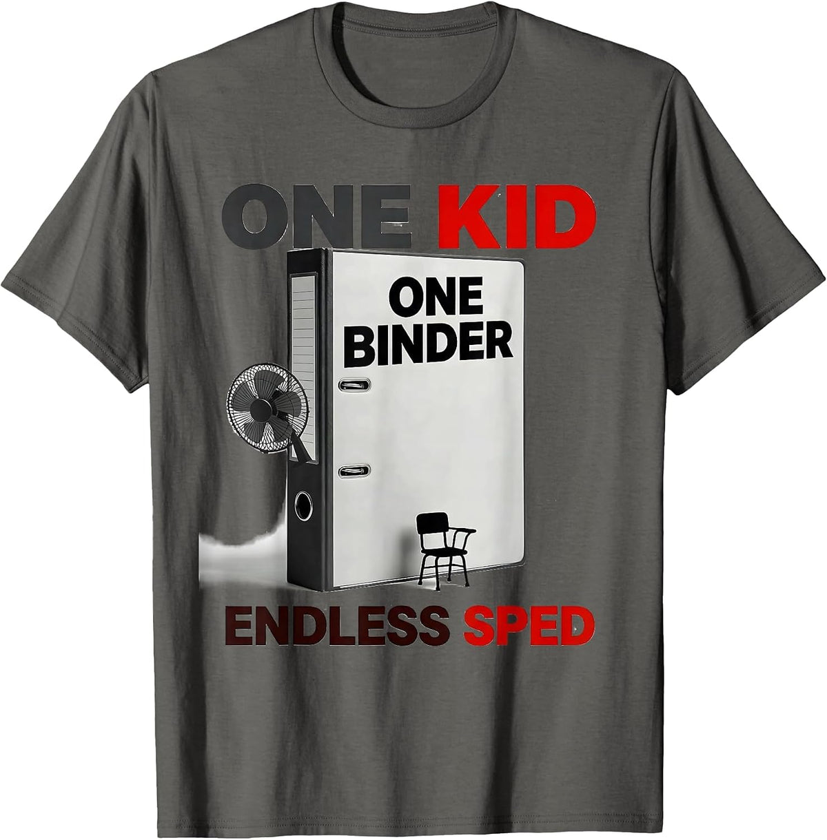Men's One Kid One Binder Endless SPED Special Education Teacher T-Shirt - Asphalt Grey