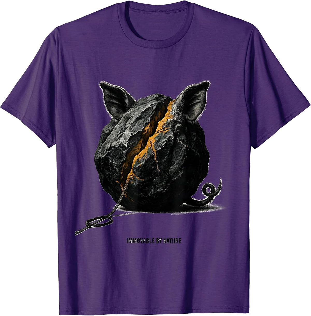 Immovable By Nature Funny Pig Lover Pet Owner Humor T-Shirt - Purple
