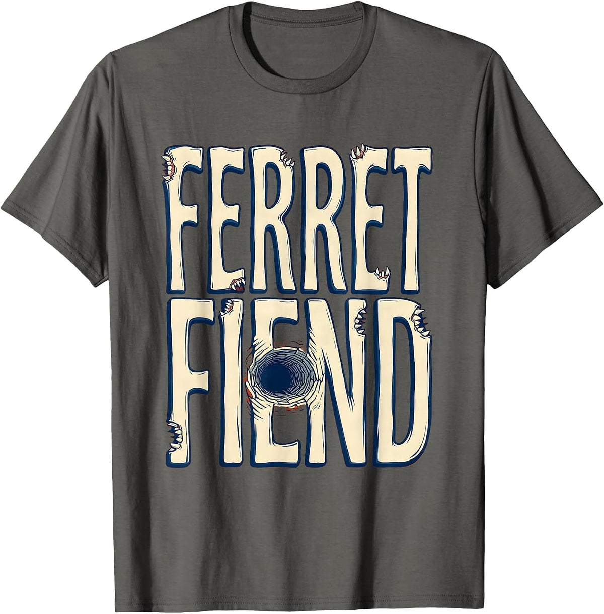Ferret Fiend Funny Ferret Lover Gift For Kids And Adults T-Shirt - Asphalt Grey