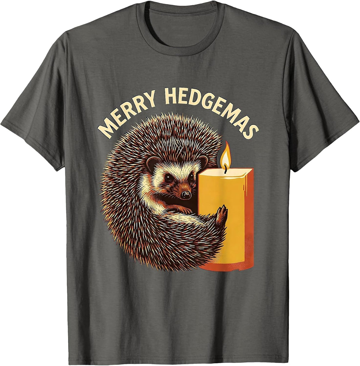 Merry Hedgemas Cute Hedgehog Christmas Novelty Humor T-Shirt - Asphalt Grey