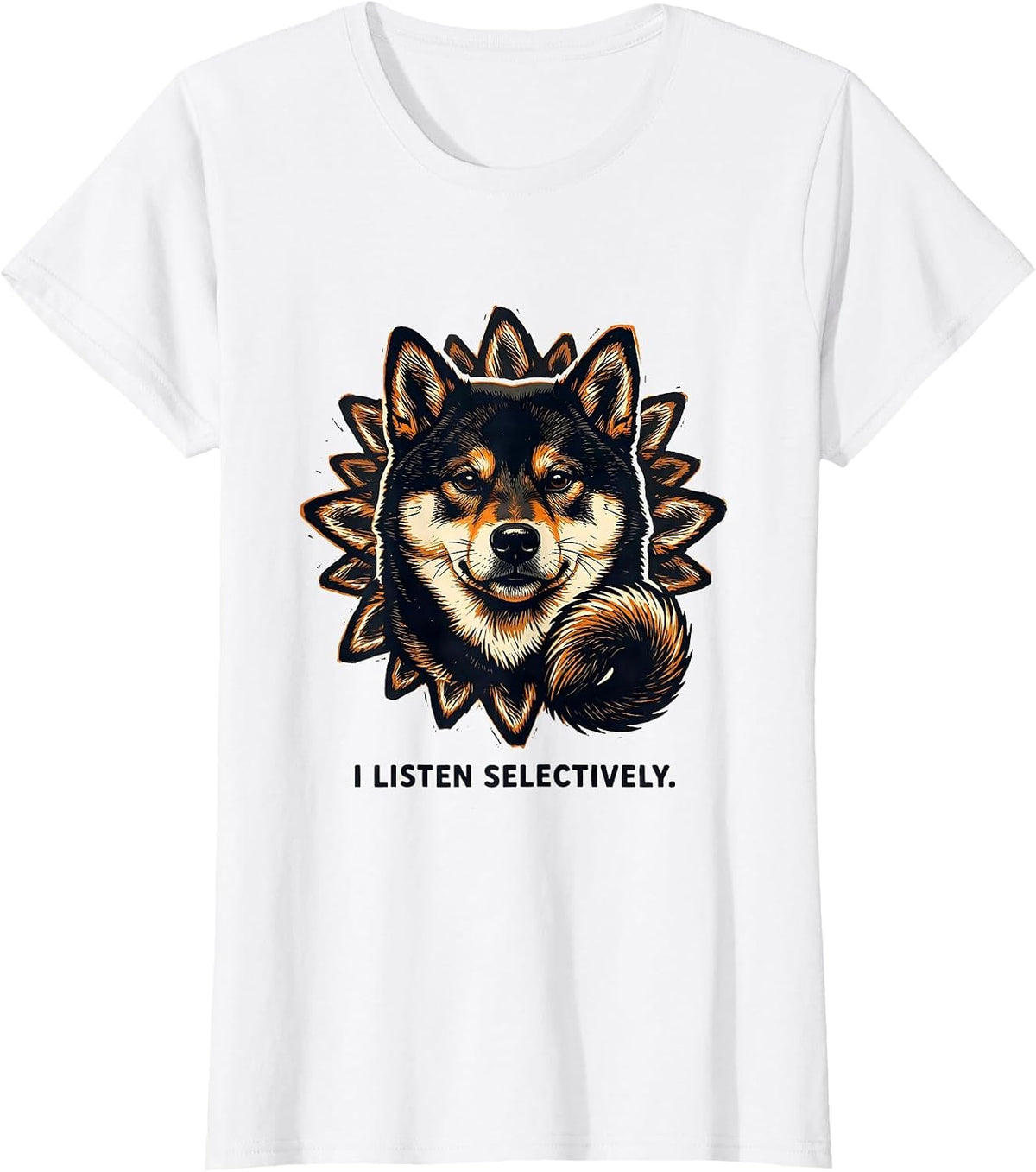 I Listen Selectively Funny Shiba Inu Dog Lover Gift T-Shirt - White