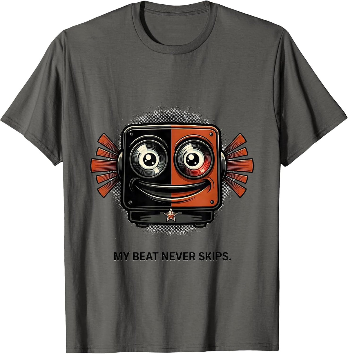 My Beat Never Skips Retro Cartoon Police Officer Humor T-Shirt - Asphalt Grey