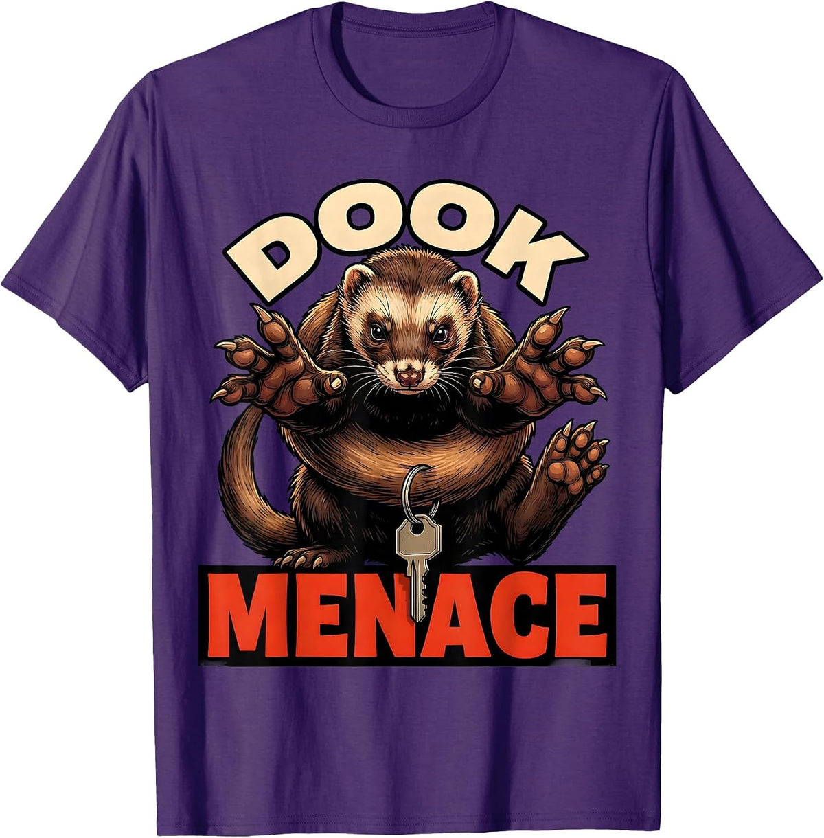 Dook Menace Funny Ferret Lover Gift Ferret Owner Humor T-Shirt - Purple
