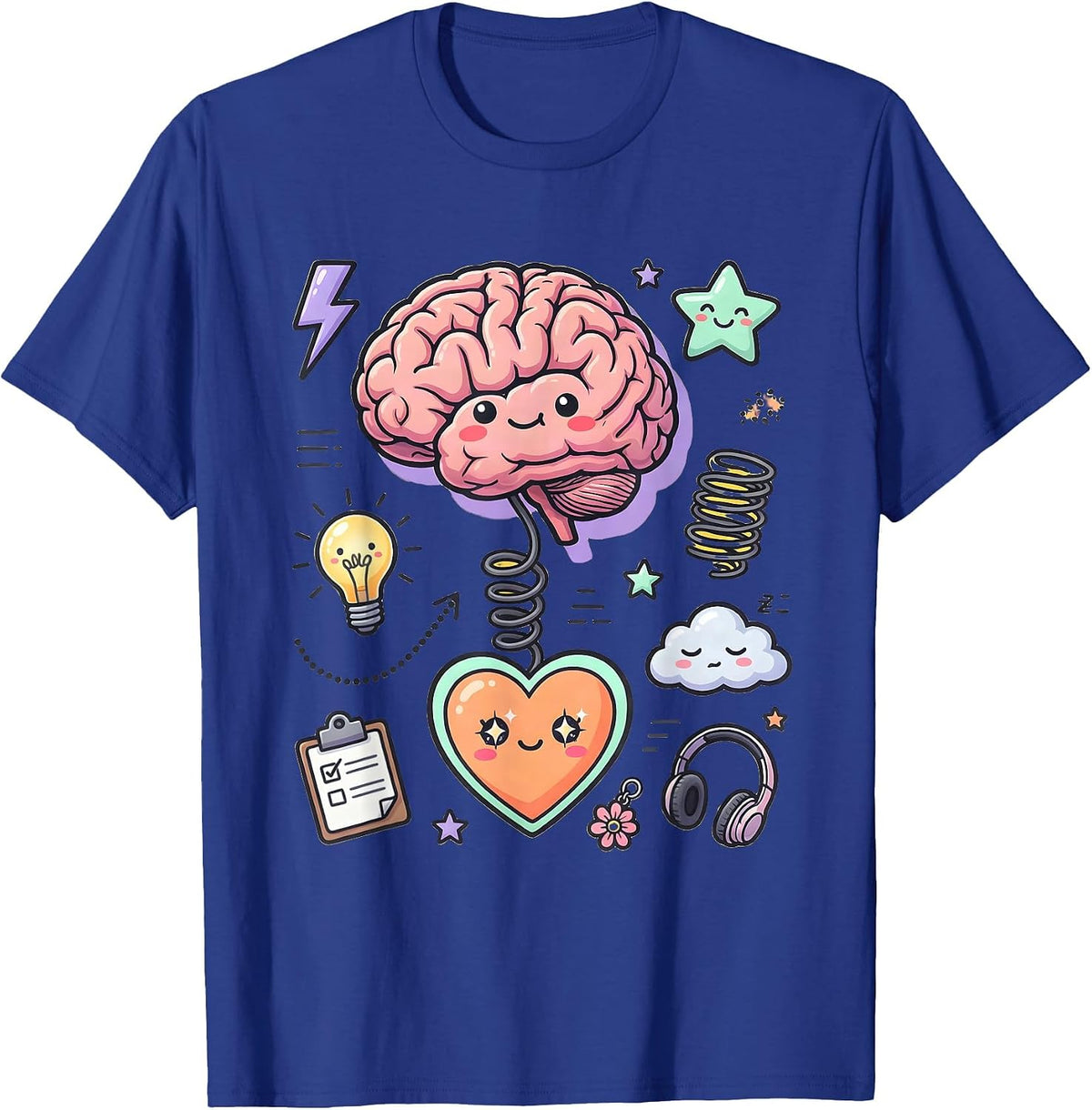 Men's Rizz Em With The Tism Glowing Brain Heart T-Shirt - Royal Blue