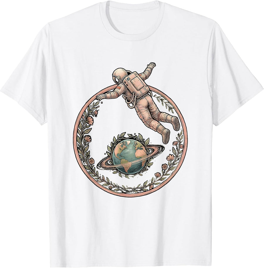 Men's Autism Astronaut Floating Above Colorful Planet T-Shirt - White