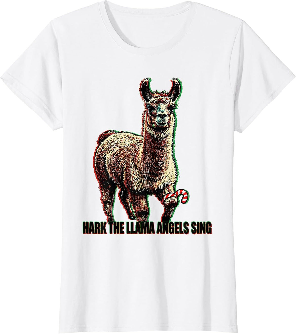 Hark The Llama Angels Sing Funny Christmas Llama Lover Gift T-Shirt - White