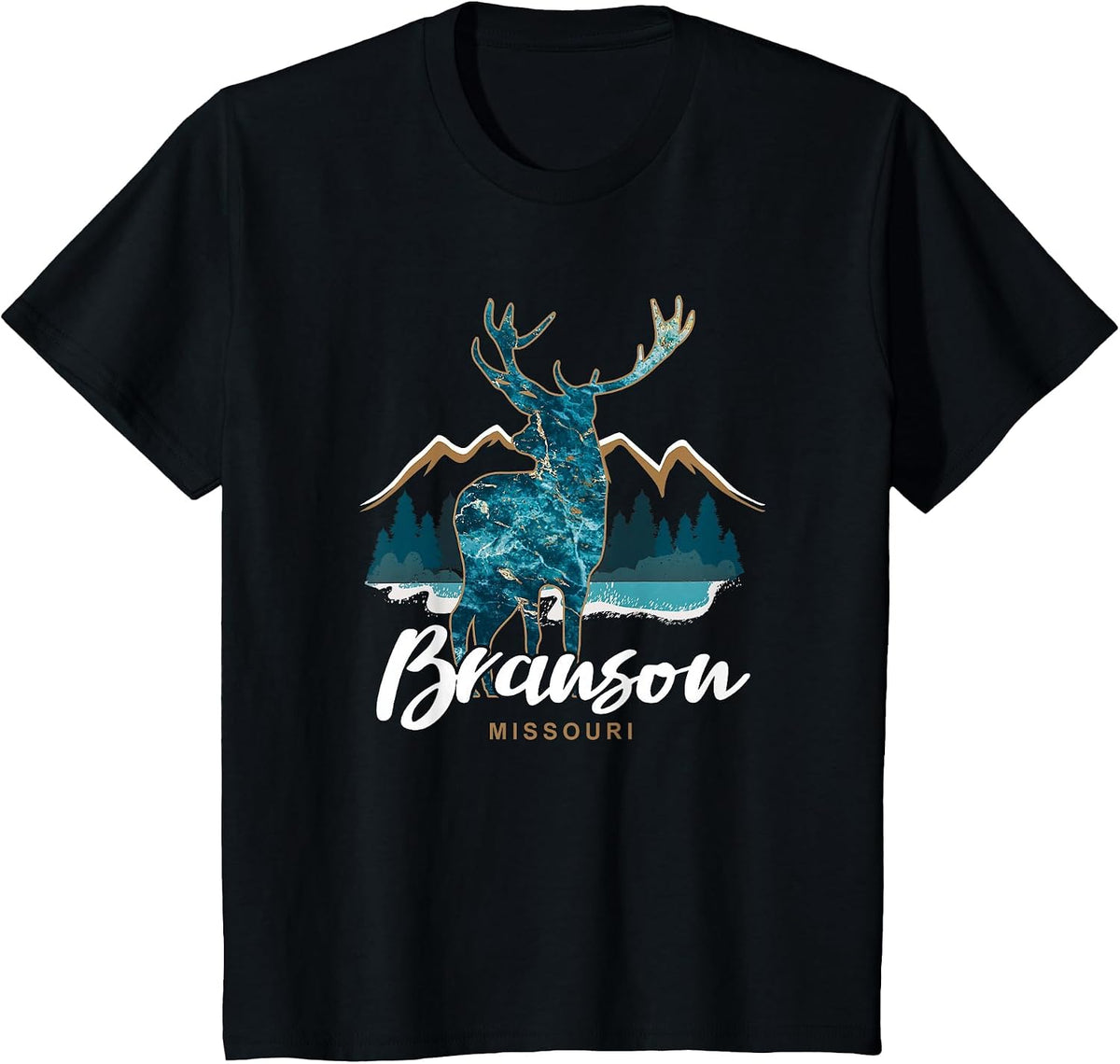 Branson Missouri Deer Ozark Mountains Nature Travel Souvenir T-Shirt - Black
