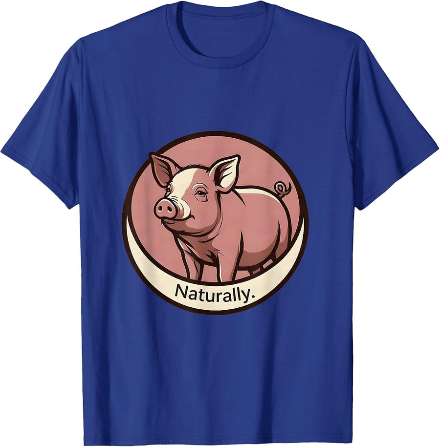 Naturally Funny Pig Farm Animal Lover Cute Whimsical T-Shirt - Royal Blue