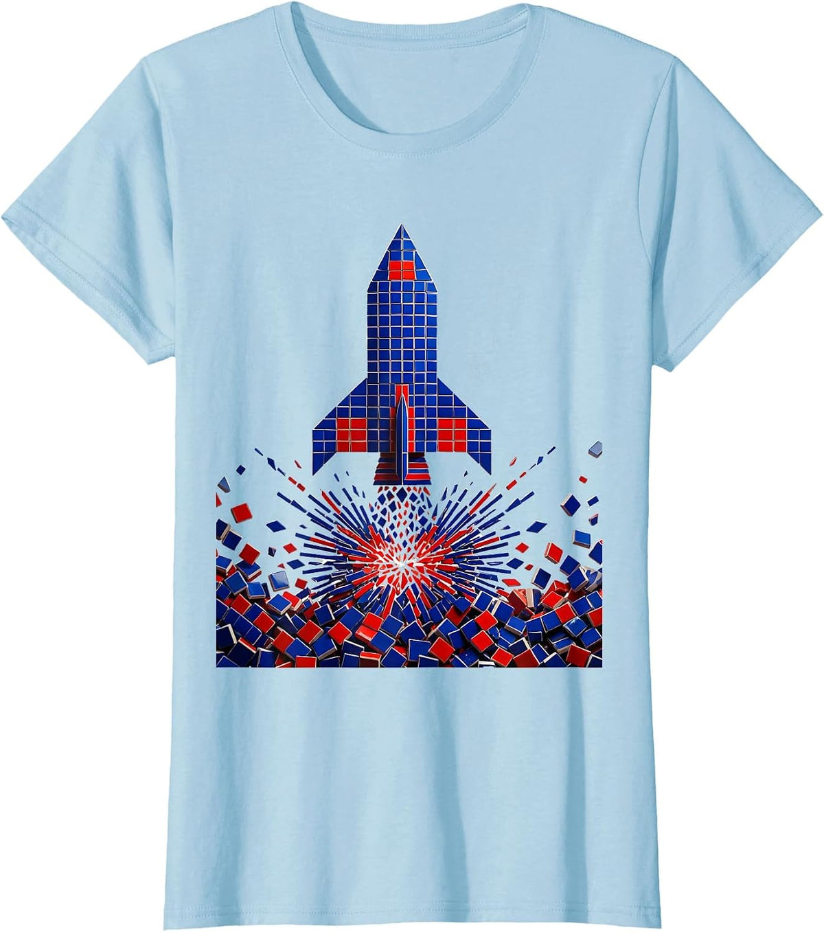 Dyslexia Awareness Scattered Letters Rocket Launch T-Shirt - Baby Blue