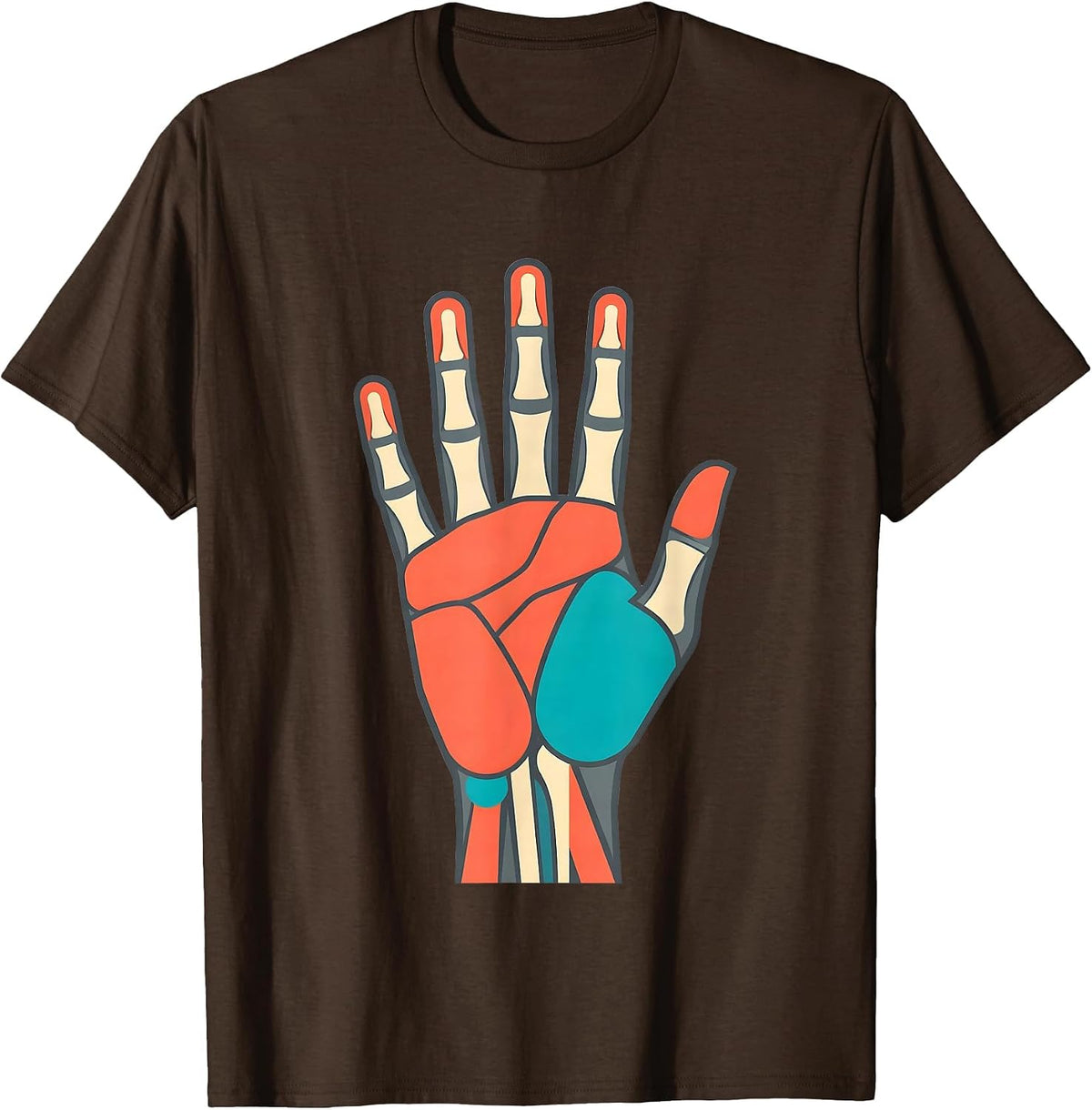 Men's Occupational Therapy Anatomical Hand Illustration T-Shirt - Brown