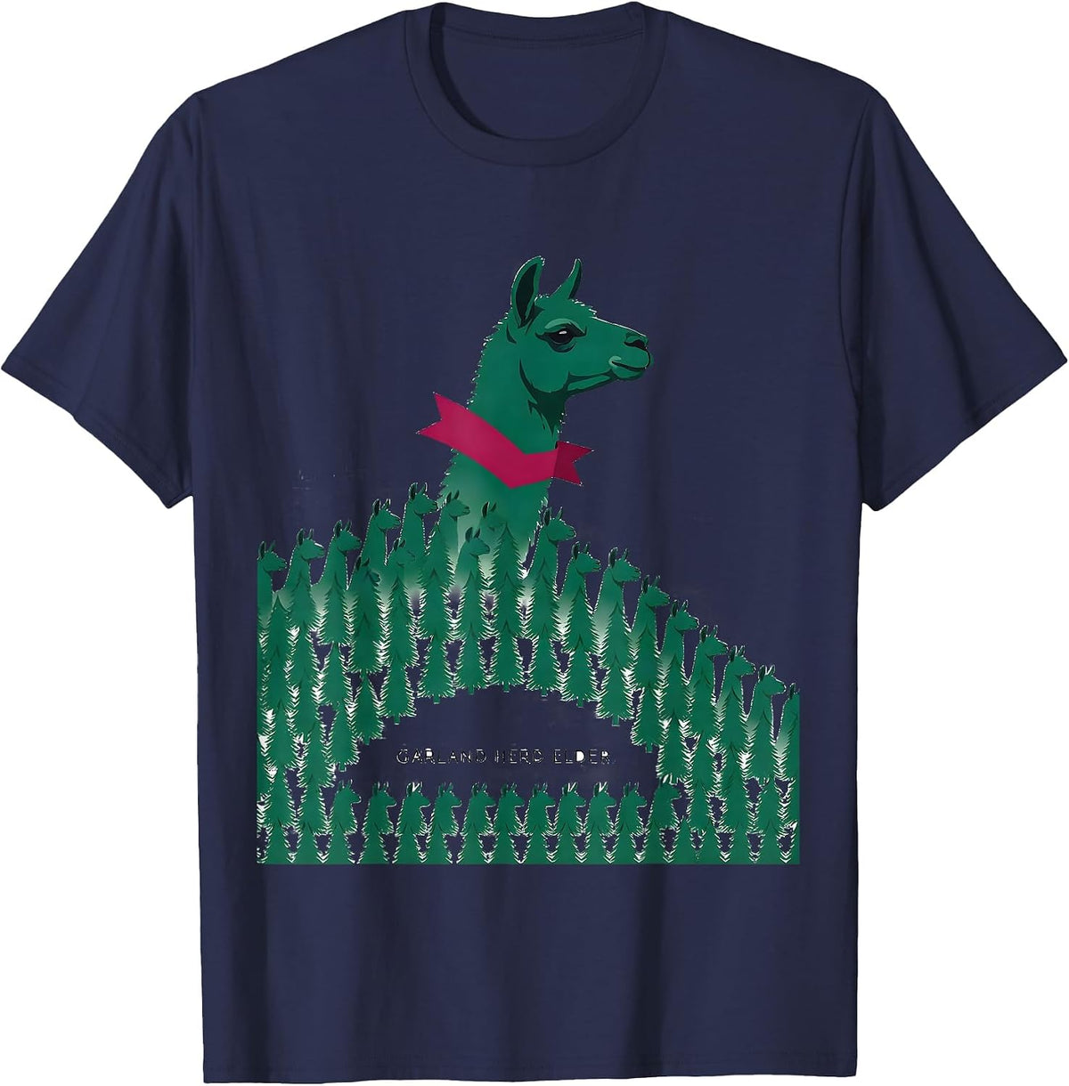 Garland Herd Elder Funny Llama Christmas Alpaca Lover Gift T-Shirt - Navy Blue