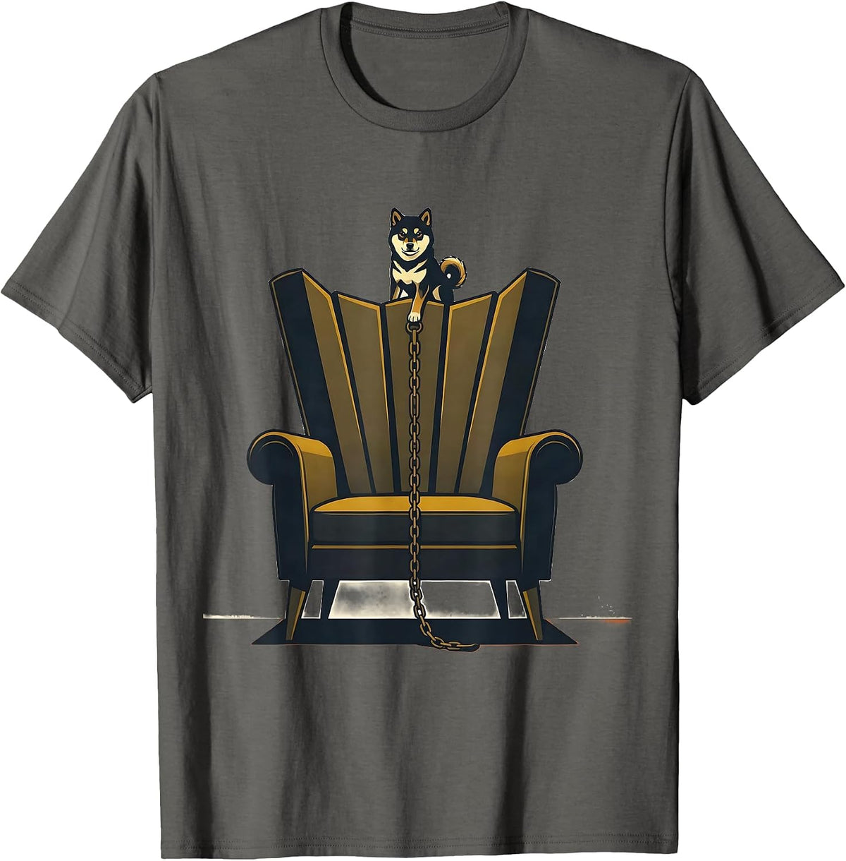 Men's Shiba Inu Throne Chair Midcentury Modern Dog Lover Gift T-Shirt - Asphalt Grey