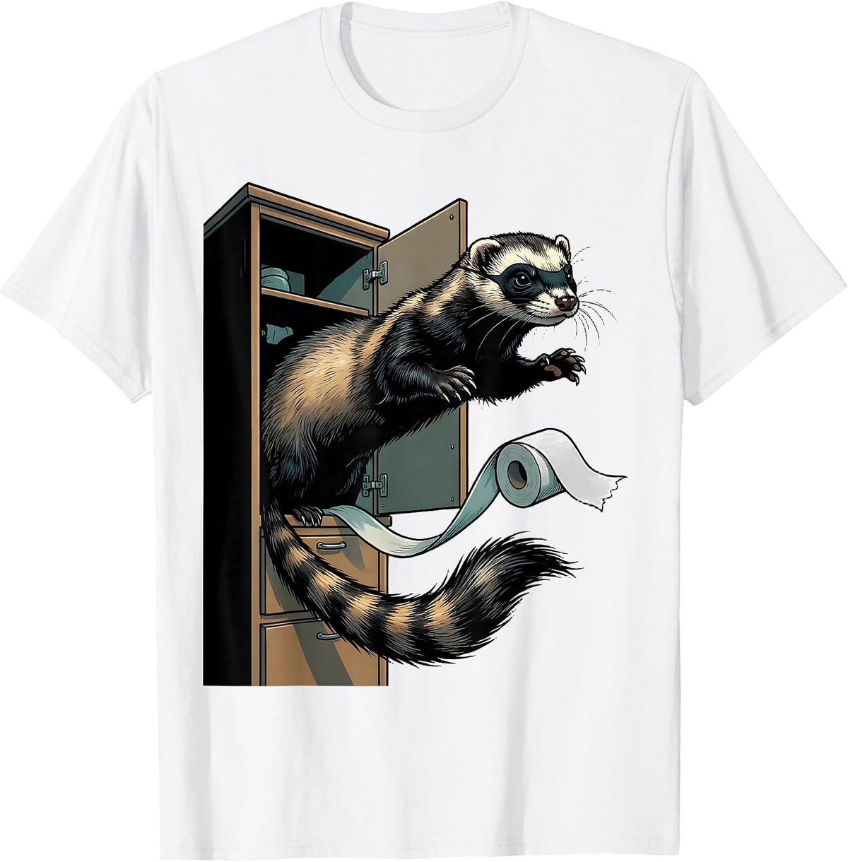 Men's Masked Ferret Bathroom Humor Ferret Lover Gift T-Shirt - White