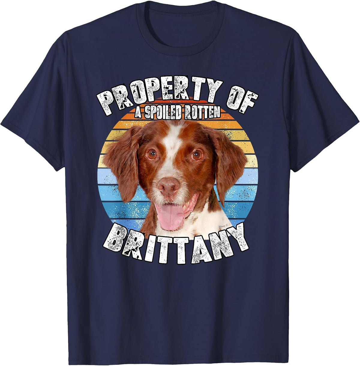 Brittany Spaniel Property of T-Shirt - Navy Blue