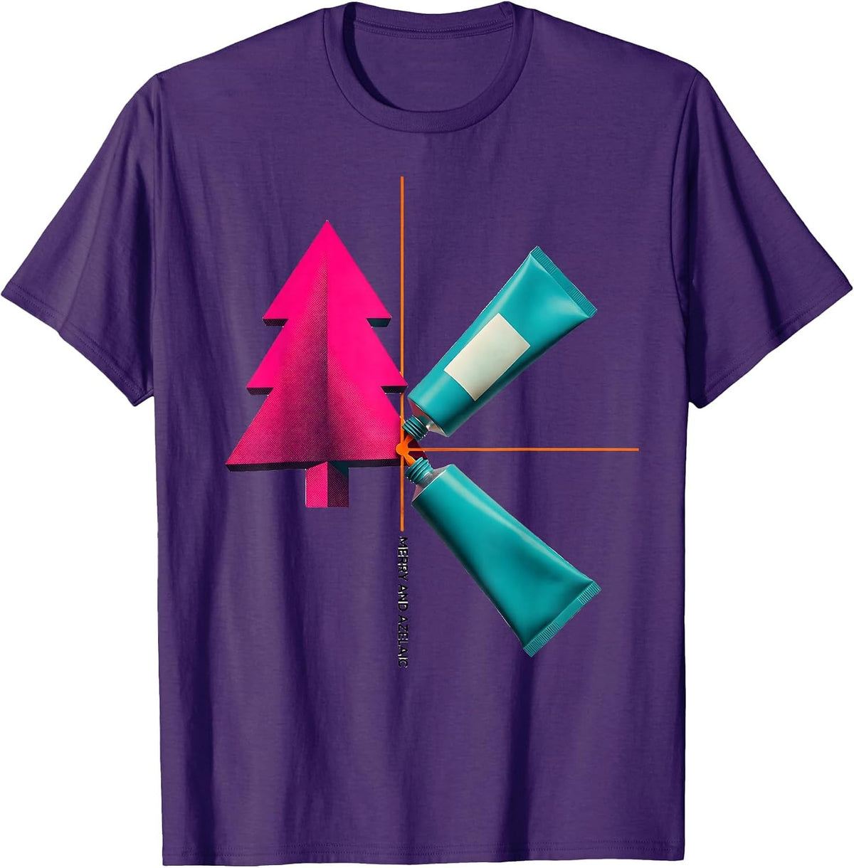 Men's Merry And Azelaic Risograph Christmas Esthetician T-Shirt - Purple