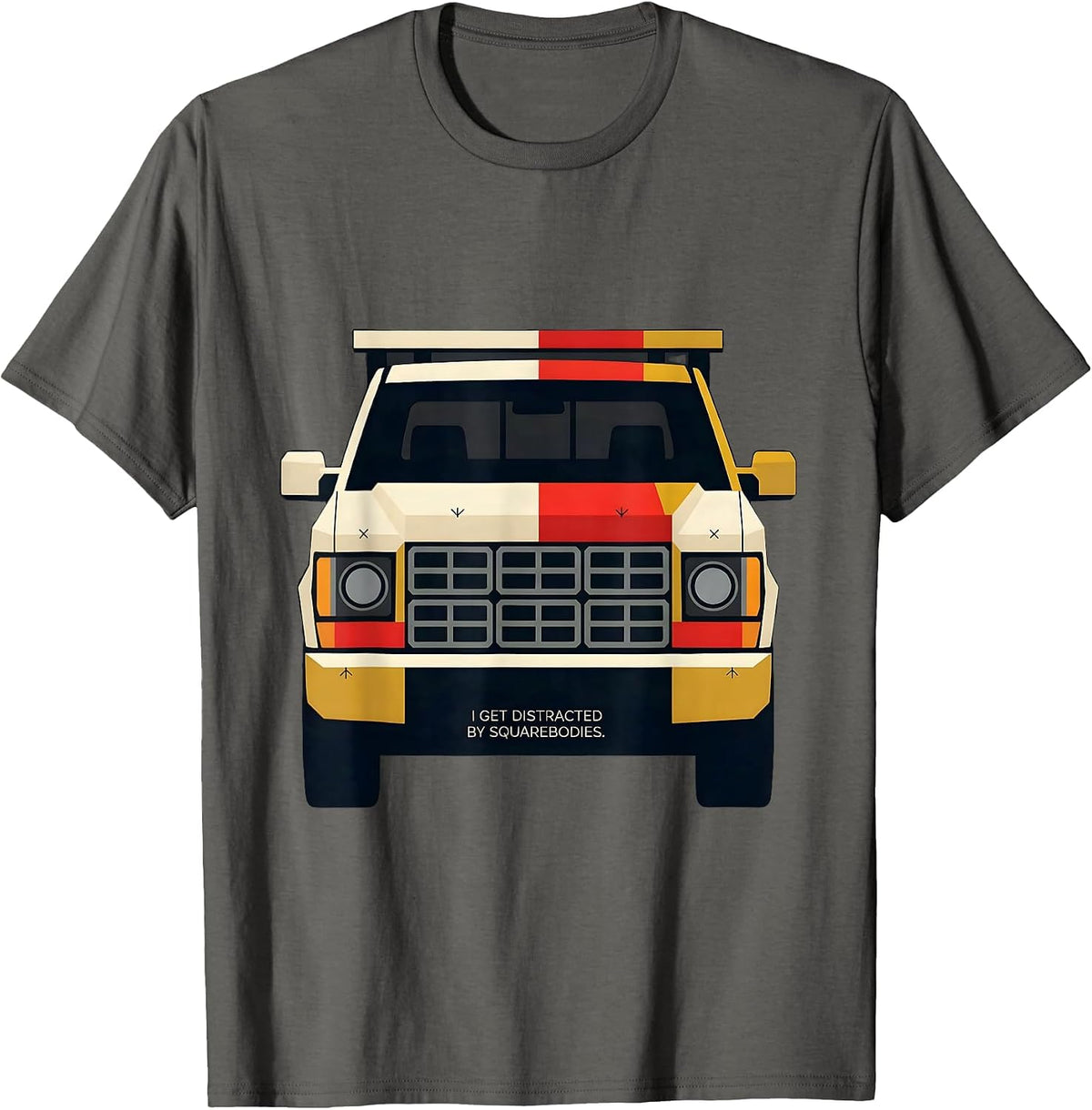 Men's I Get Distracted By Squarebodies Funny Truck Driver Pickup T-Shirt - Asphalt Grey