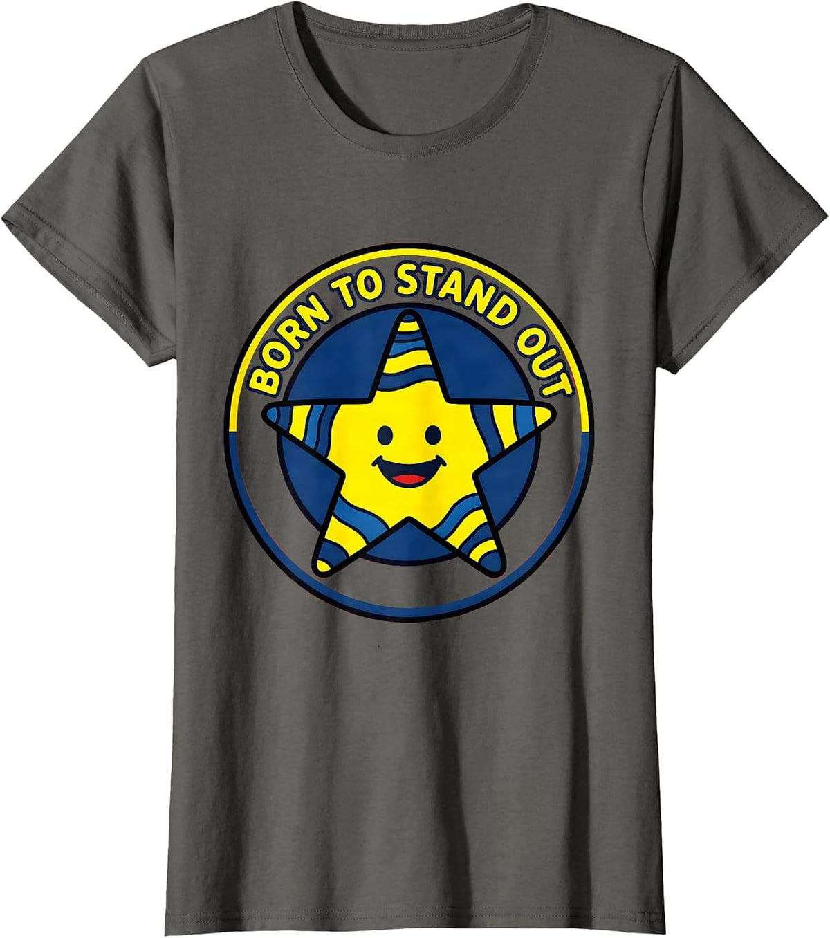 Women's Born to Stand Out Down Syndrome Awareness Design T-Shirt - Asphalt Grey
