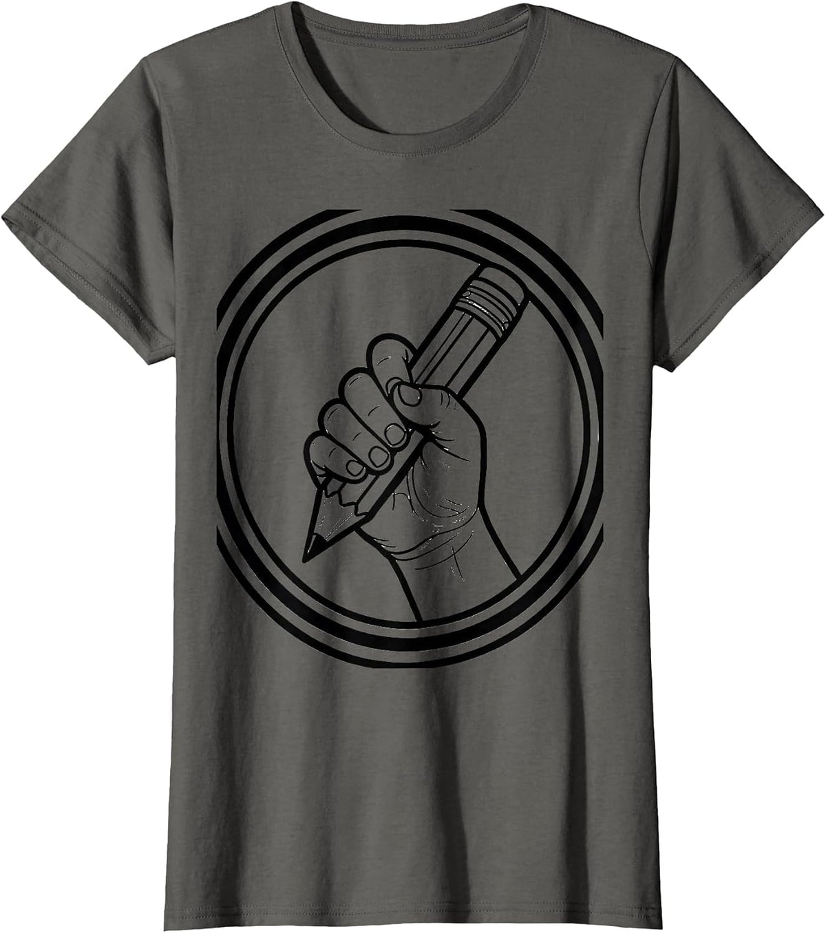 Women's Occupational Therapy Pencil Grip Child Illustration T-Shirt - Asphalt Grey