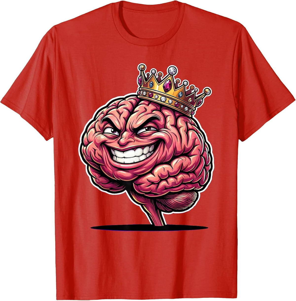 Men's Rizz Em With The Tism Glowing Crown Brain T-Shirt - Red
