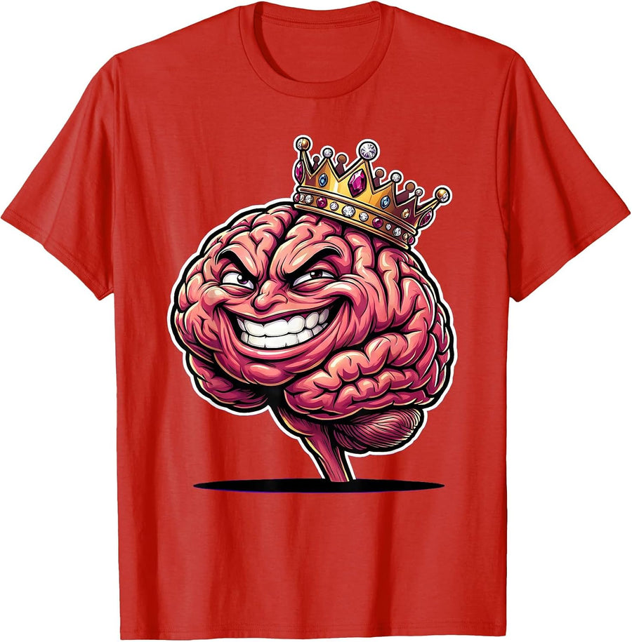 Men's Rizz Em With The Tism Glowing Crown Brain T-Shirt - Red