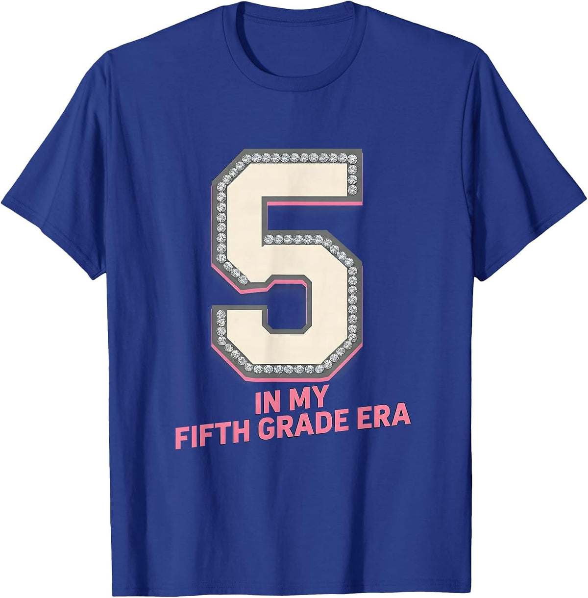 Men's In My Fifth Grade Era Sparkle Varsity Back To School Groovy T-Shirt - Royal Blue