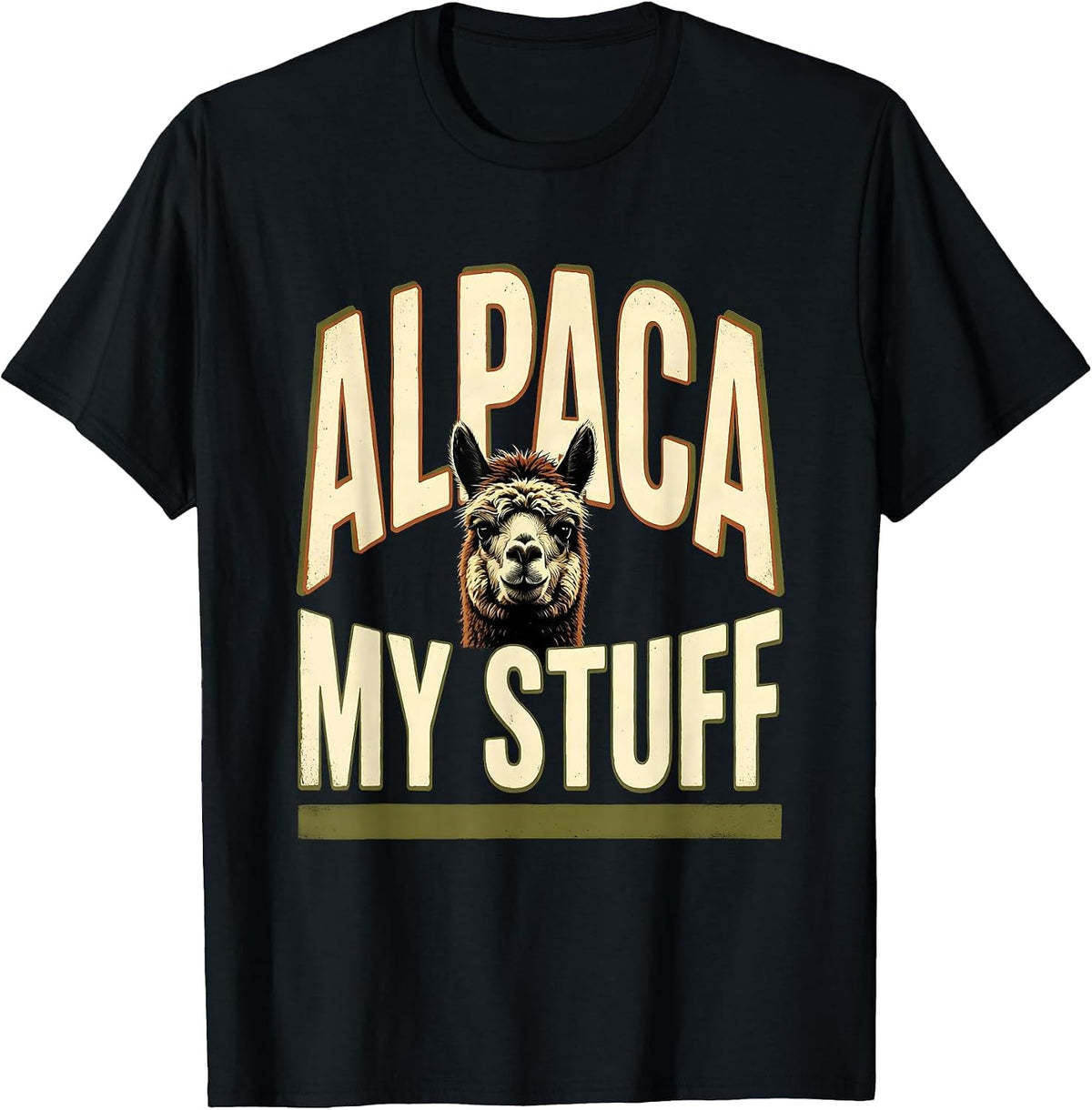 Men's Alpaca My Stuff Funny Alpaca Lover Humor Graphic T-Shirt - Black